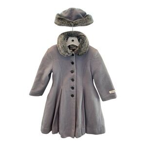 Rothschild Gray Coat with Faux Fur Accents